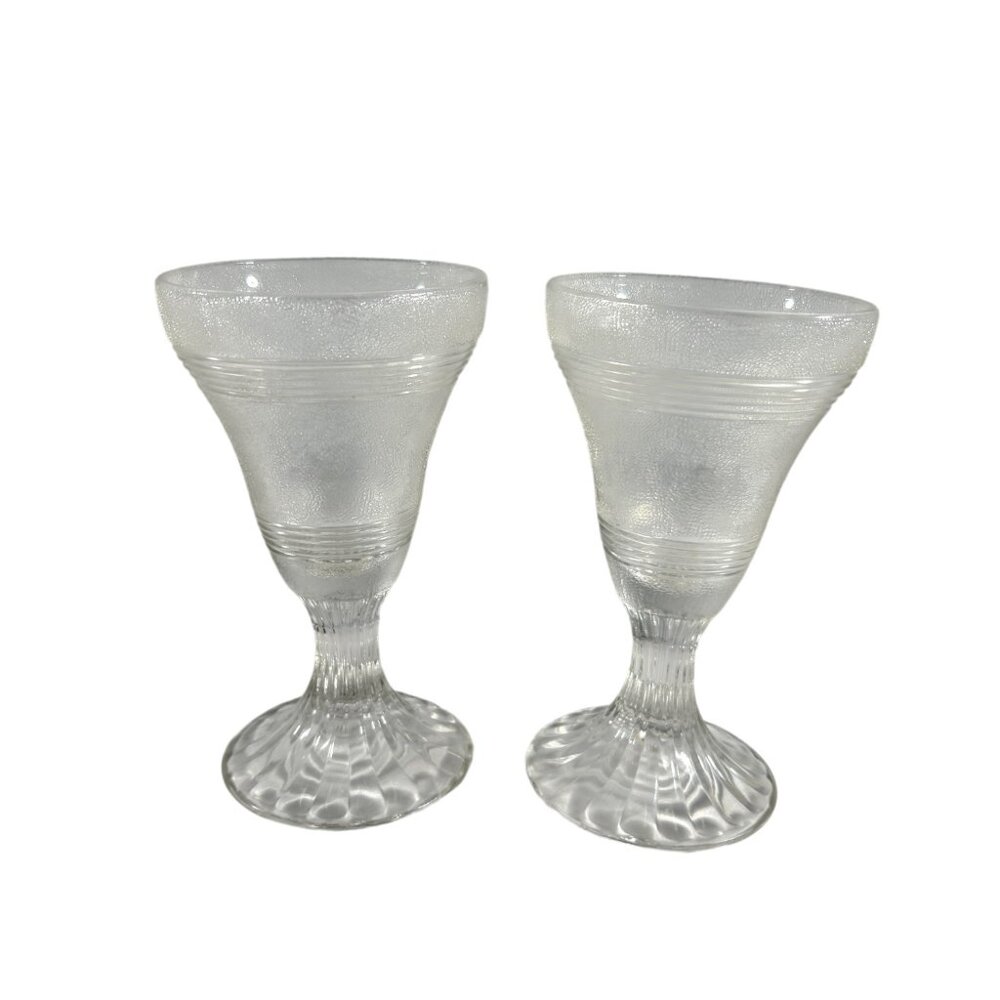 Vintage Lot 2 Frosted Parfait Glasses Ice Cream Dessert Sundae Footed READ